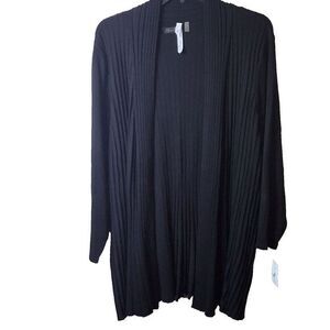 NWT NY Collection Women's Black Long Sleeve Comfy Rib Pattern Sweater ‎ Size 3X